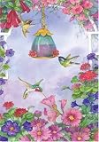 Hummingbirds Feeding Decorative House Flag