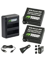 Photography: Wasabi Power Battery (2-Pack) and Dual Charger for GoPro HERO4 and GoPro AHDBT-401, AHBBP-401 (with Car and World Plugs) - Wasabi Power