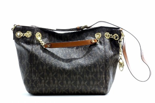 Michael Kors Women's Jet Set Chain Shoulder Tote Brown Handbag