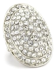 RAIN "Oval" Silver and Crystal Adjustable Ring