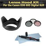 Canon EOS 60D Digital SLR Lens Hood Kit Includes 67mm Hard Lens Hood + 3 pc High Res. Filter Kit + LCD Lens Cleaner
