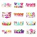 PinkSeep Beaded Bracelets for Kids- 12 Pack 36 PC, Little Girl Plastic Bracelets, Flower Butterfly Pink Bracelet, Party Favor
