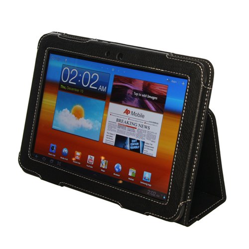 Snugg™ Samsung Galaxy Tab 1 8.9 Tablet Case - Smart Cover with Flip Stand & Lifetime Guarantee (Black Leather) for Samsung Samsung Galaxy Tab 1 8.9
