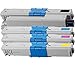 Inktoneram Compatible Toner Cartridges Replacement for Okidata C310 C510 C330dn C331dn C510dn C511dn C530dn C531dn MC351dn MC352dn MC361dn MC362dn MC561dn MC562dn ([Black,Cyan,Magenta,Yellow], 4-Pack)