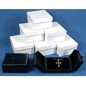6 Black Leather Pendant Earring Boxes Snap Lid Displays
