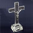 Glass Crucifix - Height: 7" - Pedestal - Includes Deluxe Box