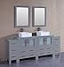 Bosconi AGR230CBECWG2S 84" Classic Double Vanity Set with Square Vessel Sinks, Countertops, Mirrors, and 2 Side Cabinets, Gray/Tempered White Glass, 12 Piece