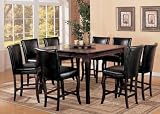 9pc Counter Height Dining Table & Stools Set with Lazy Susan Dark Cherry Finish