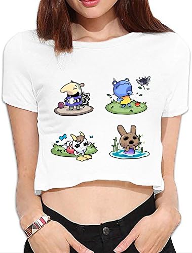 Faktor04 White Animal Crossing Friends Short Sleeve Sexy Lo Shi T Shirts For Lady Size M