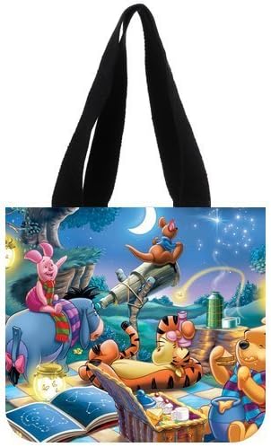 Custom Cartoon Cute Bear Winnie Piggy Tigger Reusable Shopping Bag Travel Tote Bags Cotton Canvas Bag (Two Sides Printing) by DIY Shopping Bag