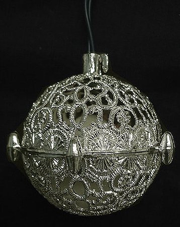 3″ Vintage Silver Ball Shaped Chirping Bird Christmas Ornament