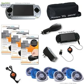 Sony Playstation Portable PSP Intense Gamer Kit (Silver JAVOSkin)