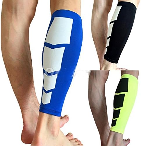 Knee wraps Compression Calf Wrap Supporter Sport Bike Leg Shin Sleeve Brace Protective Gear lifting knee straps (Black, L)