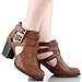 Room Of Fashion Ankle Bootie with Low Heel and Cut-Out Side Design Camel 9