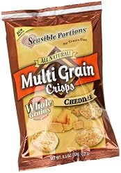 Sensible Portions All Natural Crisps, Multigrain, Cheddar, 1.3  Ounce Bags (Pack of 24)