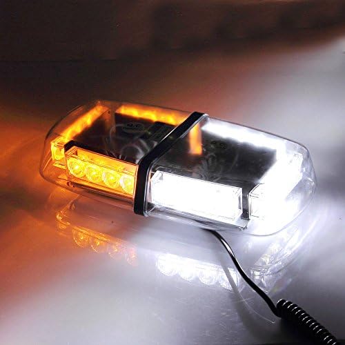 HONETECH(TM)24 LED Strobe Emergency Warning Mini Strobe Light Bar Magnetic Base (Amber/White)