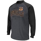 NFL Men's Cincinnati Bengals BSD Long Sleeve Henley Tee (Charcoal Heather/Black, Large)