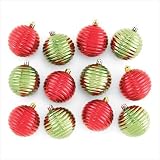 12PC RED & GRE SHINY ORNAMENT