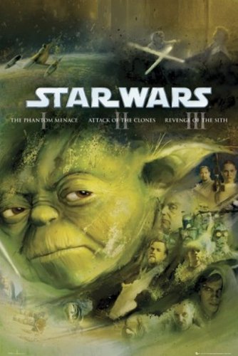 1art1 56561 Star Wars - Blu Ray I - III, Kollage Poster, 91 x 61 cm