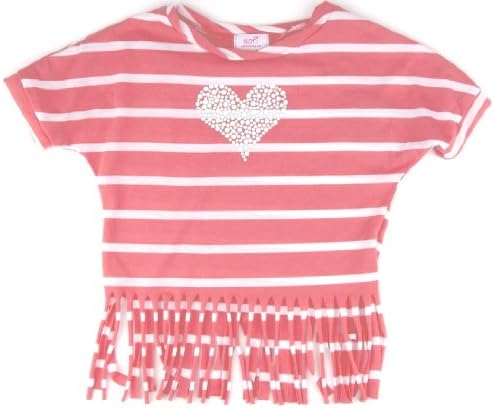Sofi Striped Embellished 'Heart' Fringe Tee T-shirt Top Girls (2T)