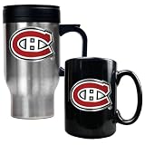 Montreal Canadiens NHL Stainless Steel Travel Mug & Black Ceramic Mug Set - Primary Logo