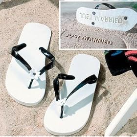 Just Married Flip Flops - Stamp Your Message in the Sand!