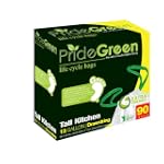 PrideGreen Biodegradable 13 Gallon White Tall Kitchen Drawstring Trash Bags, Pack of 2 (180 Bags)