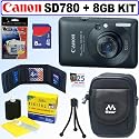 Canon PowerShot SD780IS 12.1 MP Digital Camera (Black) + 8GB Accessory Kit