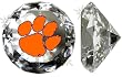 Clemson College Logo On A 4" Glass Diamond. Jewelry Box Included