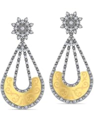 Diamond (1.38 Ct, IJ-SI), 18 Kt White & Yellow Cascading Drop Earrings