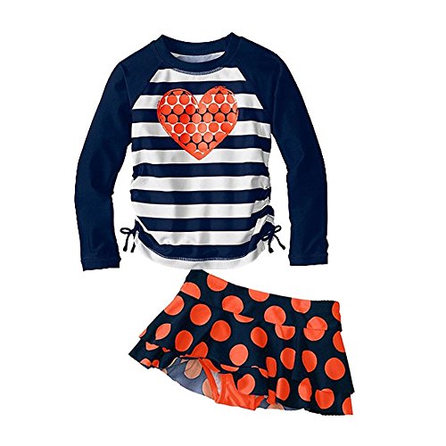 Vivo-biniya Kid Girl's Two-piece Swimsuits Long Sleeve Swimwear Blue 70-150cm