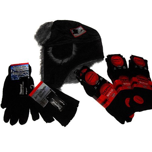 Grey trapper hat, 6 Thermal socks. Insulated gloves, Fingerless gloves