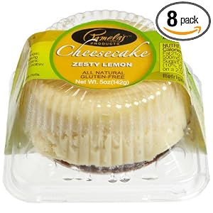Pamela's Products Zesty Lemon Cheesecake, 3-Inch Cakes (Pack of 8) by 