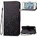 iPhone 7 Cases, iPhone 7 Wallet, iPhone 7 leather Case,Carryberry Flowers Pattern [PU Leather] Book style Wallet Case Cover for iPhone 7 ,Black