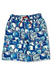 Contrast Drawstring Screen Print Swim Shorts
