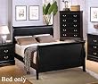 Queen Size Sleigh Bed Louis Philippe Style in Black Finish