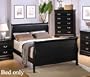 Queen Size Sleigh Bed Louis Philippe Style in Black Finish