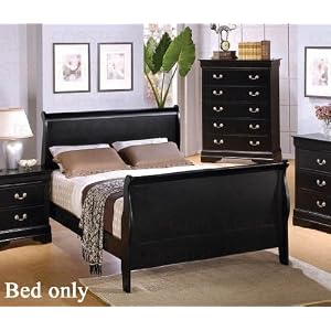 King Size Sleigh Bed Louis Philippe Style in Black Finish by visiondecor Furniture