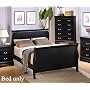 Full Size Sleigh Bed Louis Philippe Style in Black Finish