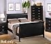 Queen Size Sleigh Bed Louis Philippe Style in Black Finish