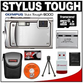 Olympus Stylus TOUGH 8000 Shockproof & Waterproof Digital Camera (Silver) + 4GB microSD Card + Spare Li 50B Battery + Case + Cameta Bonus Accessory Kit Olympus Stylus TOUGH-8000 Shockproof & Waterproof Digital Camera (Silver) + 4GB microSD Card + Spare Li-50B Battery + Case + Cameta Bonus Accessory Kit