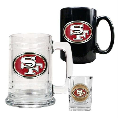 NFL San Francisco 49ers 15-Ounce Tankard, 15-Ounce Ceramic Mug & 2-Ounce Shot Glass Set - Primary Logo