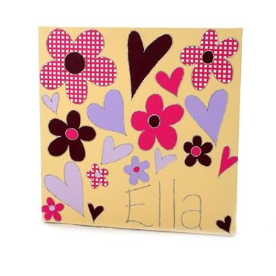 Personalised Flowers and Hearts Canvas