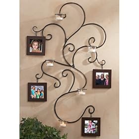 Wall Hanging Vine Photo Collage Wrought Iron Frame Family Pictures Candle Holder Sconce Art