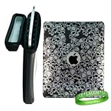 Apple iPad BLACK Snug Fit Canteen Style Hard Cube Case with Tilt Stand for Apple Ipad Tablet ( 3G , wifi , WiFi + 3G, MB292LL/A Tablet ) + Nicely Designed Skull iPad Hard Snap On Case + VG Live * Laugh * Love Silicone Wrist band!!!