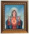 Immaculate Heart of Mary in Wood Frame with Golden Trim, 11.25" x 13.25" - MADE IN ITALY