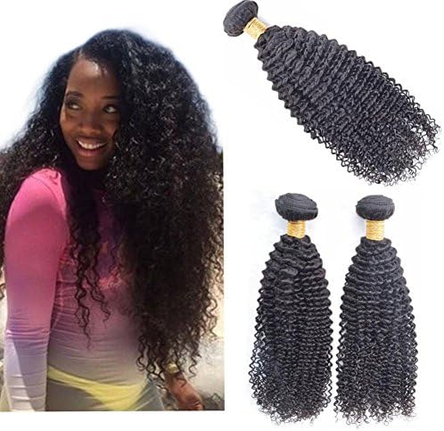 Ballice Hair Kinky Curly Malaysian Virgin Hair 3 Bundles Human Hair Extensions Virgin Hair Weaves Grade 7A Natural Black Color 300g (14 16 18inches)