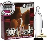Orion 415286 Secura 1001 Nacht, 24 transparente Kondome mit integriertem Potenzring - 