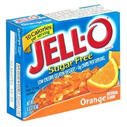 Jell-O Sugar-Free Gelatin Dessert, Orange, 0.3-Ounce Boxes (Pack of 24)