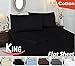 Cotton King Flat-Sheet Black - Premium Quality Combed Cotton Long Staple Fiber – Breathable, Cozy, Comfortable - Exceptionally Durable - Hotel Quality by Utopia Bedding (King, Black)